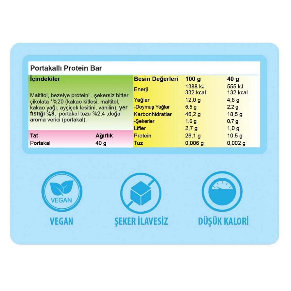 Ogilia Portakallı Yüksek Proteinli Bar 12'li