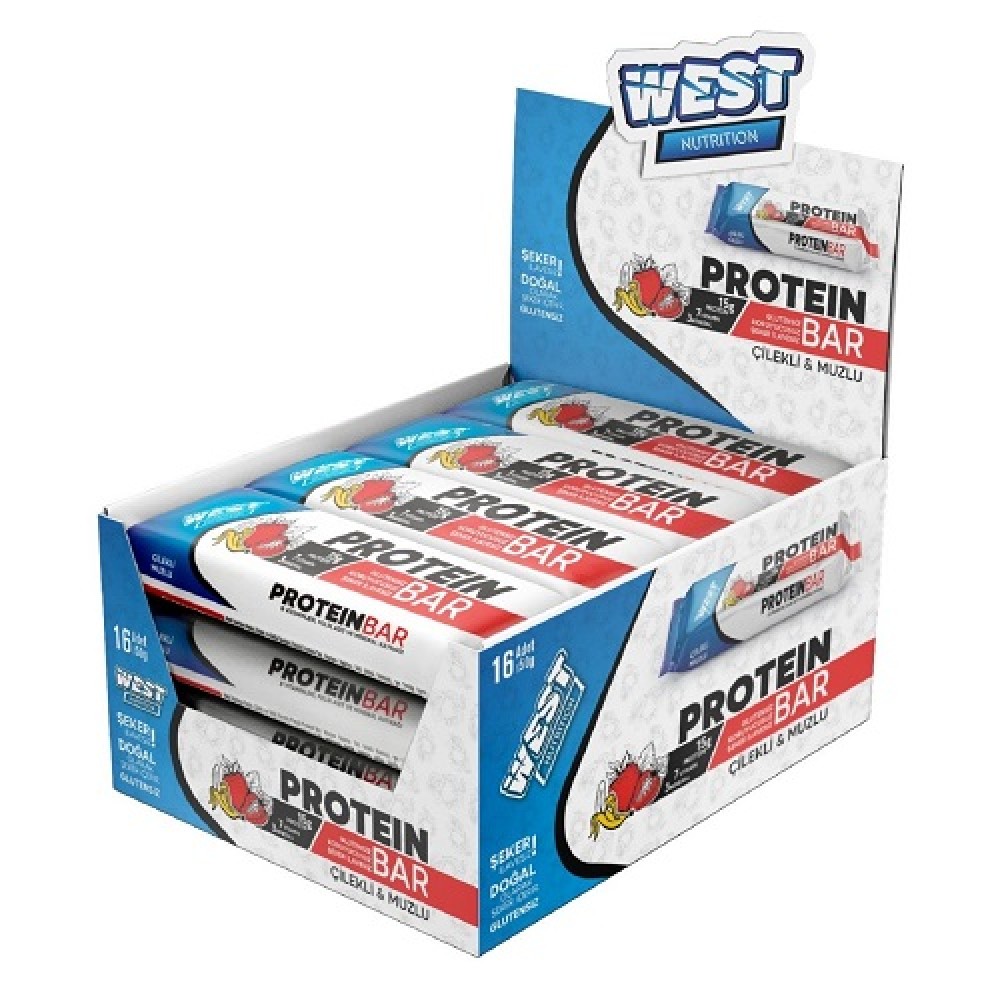 West Nutrition Protein Bar Çilek-Muz 50 Gr 16 Adet